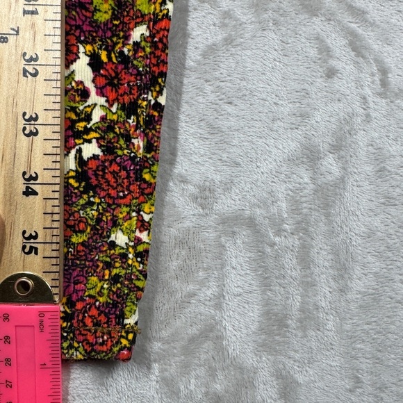 Free People Sun Chaser Floral Cream High Rise Button Fly Corduroy Retro Pants 25 - Picture 11 of 16